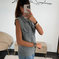 GILET SANS MANCHE GRIS NILLS - La Petite Somptueuse