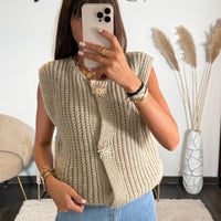 GILET TAUPE SANS MANCHE SOLEIL - La Petite Somptueuse