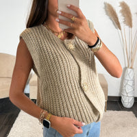 GILET TAUPE SANS MANCHE SOLEIL - La Petite Somptueuse