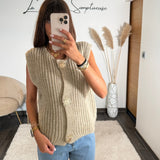 GILET TAUPE SANS MANCHE SOLEIL - La Petite Somptueuse