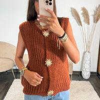 GILET TERRACOTTA SANS MANCHE SOLEIL - La Petite Somptueuse