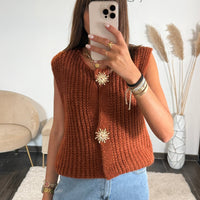 GILET TERRACOTTA SANS MANCHE SOLEIL - La Petite Somptueuse
