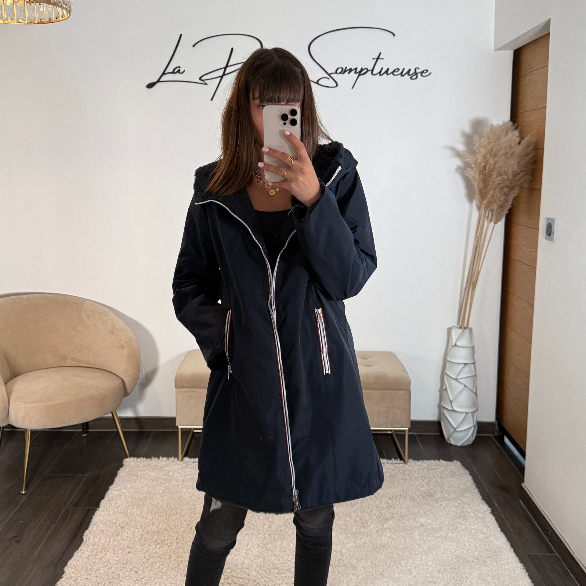 Veste imperméable à capuche doublure polaire