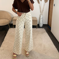 JEAN BLANC A POIS CHOCO - La Petite Somptueuse