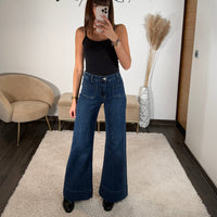 JEAN BLEU WIDE LEG CONOR - La Petite Somptueuse