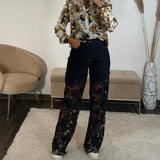 JEAN DENTELLE BLEU FONCE GINA - La Petite Somptueuse