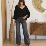 JEAN GRIS WIDE LEG ARON - La Petite Somptueuse