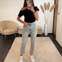 JEAN MOM GRIS CLAIR - La Petite Somptueuse