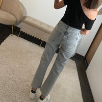 JEAN MOM GRIS CLAIR - La Petite Somptueuse