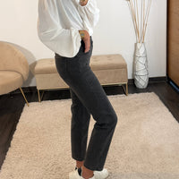 JEAN MOM GRIS FONCE - La Petite Somptueuse