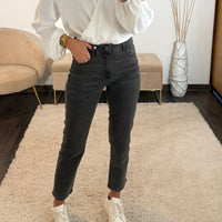 JEAN MOM GRIS FONCE - La Petite Somptueuse