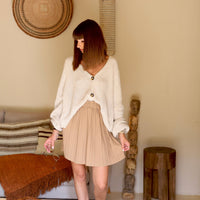 JUPE BEIGE PLISSÉE EMY - La Petite Somptueuse