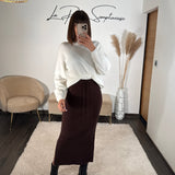 JUPE CHOCO EN LAINE EMMA - La Petite Somptueuse