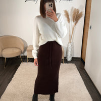 JUPE CHOCO EN LAINE EMMA - La Petite Somptueuse