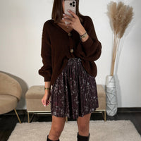 JUPE COURTE ALINA PRUNE - La Petite Somptueuse