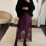 JUPE DENTELLE PRUNE ZAYA - La Petite Somptueuse