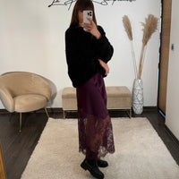 JUPE DENTELLE PRUNE ZAYA - La Petite Somptueuse