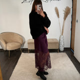 JUPE DENTELLE PRUNE ZAYA - La Petite Somptueuse