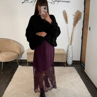 JUPE DENTELLE PRUNE ZAYA - La Petite Somptueuse