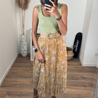 JUPE FLEURIE JAUNE DAPHNE - La Petite Somptueuse