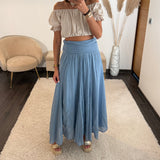 JUPE LONGUE BLEUE ASHA - La Petite Somptueuse