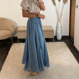JUPE LONGUE BLEUE ASHA - La Petite Somptueuse