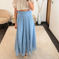 JUPE LONGUE BLEUE ASHA - La Petite Somptueuse