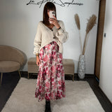 JUPE LONGUE FLEURIE BLANCHE ET ROSE CHARLIZE - La Petite Somptueuse