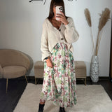 JUPE LONGUE FLEURIE VERTE CHARLIZE - La Petite Somptueuse