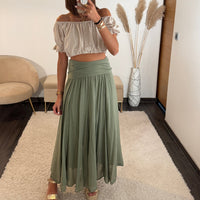 JUPE LONGUE KAKI ASHA - La Petite Somptueuse