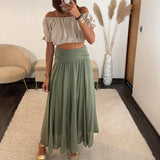 JUPE LONGUE KAKI ASHA - La Petite Somptueuse