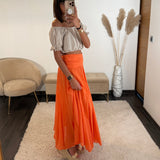 JUPE LONGUE ORANGE ASHA - La Petite Somptueuse