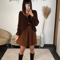 JUPE MARRON PLISSÉE EMY - La Petite Somptueuse