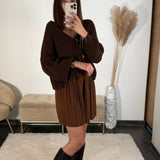 JUPE MARRON PLISSÉE EMY - La Petite Somptueuse