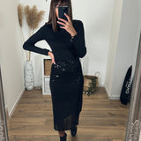 JUPE NOIRE SEQUINS LARA - La Petite Somptueuse