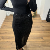 JUPE NOIRE SEQUINS LARA - La Petite Somptueuse