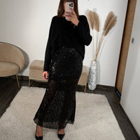 JUPE NOIRE SEQUINS LAURY - La Petite Somptueuse