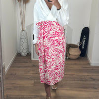 JUPE PORTEFEUILLE BLANCHE ET ROSE ERYA - La Petite Somptueuse