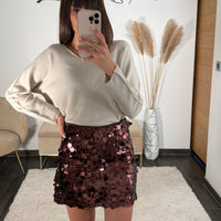 JUPE SEQUINS CHOCO GOLDY - La Petite Somptueuse