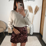 JUPE SEQUINS CHOCO GOLDY - La Petite Somptueuse