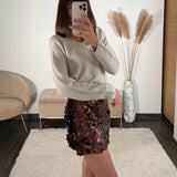 JUPE SEQUINS CHOCO GOLDY - La Petite Somptueuse