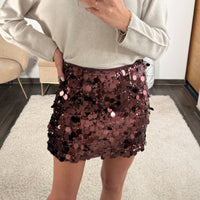 JUPE SEQUINS CHOCO GOLDY - La Petite Somptueuse