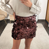 JUPE SEQUINS CHOCO GOLDY - La Petite Somptueuse
