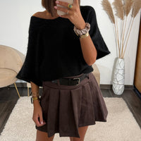JUPE SHORT CHOCO + CEINTURE - La Petite Somptueuse