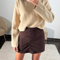 JUPE SHORT MARRON VAYA - La Petite Somptueuse