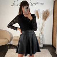 JUPE SIMILICUIR NOIRE GANA - La Petite Somptueuse