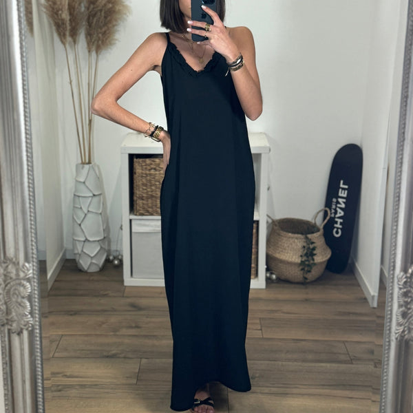 LONGUE ROBE NOIRE FLAVY - La Petite Somptueuse