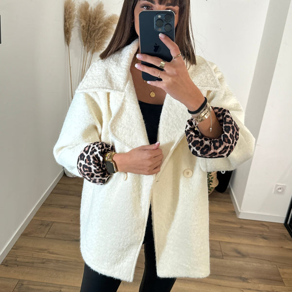 MANTEAU BEIGE/ECRU LEO - La Petite Somptueuse