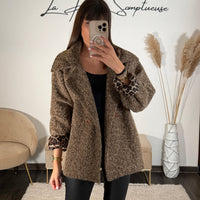 MANTEAU BRUN GRISE LEO - La Petite Somptueuse
