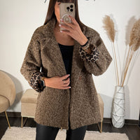 MANTEAU BRUN GRISE LEO - La Petite Somptueuse